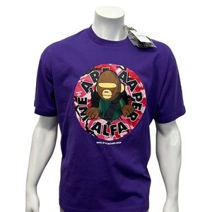 NWT AAPE By A BATHING APE Purple "We Are AAPER ALFA" Graphic T-Shirt Size Large